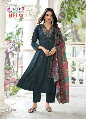 Mystic 9 Hetvi Vol 1 Princess Cut  Kurti Pant with Dupatta kurti pant with dupatta Catalogs