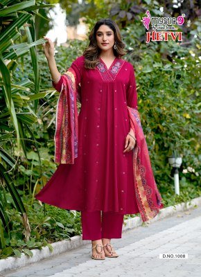 Mystic 9 Hetvi Vol 1 Princess Cut  Kurti Pant with Dupatta kurti pant with dupatta Catalogs