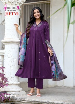 Mystic 9 Hetvi Vol 1 Princess Cut  Kurti Pant with Dupatta kurti pant with dupatta Catalogs
