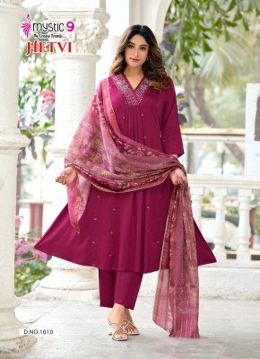 Mystic 9 Hetvi Vol 1 Princess Cut  Kurti Pant with Dupatta kurti pant with dupatta Catalogs
