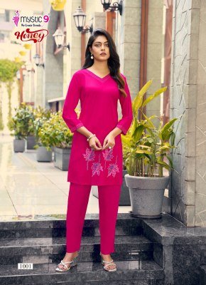 Mystic 9 Honey Vol-1 Viscose Slub Lycra Co-Ord Set Collection co ord set catalogs