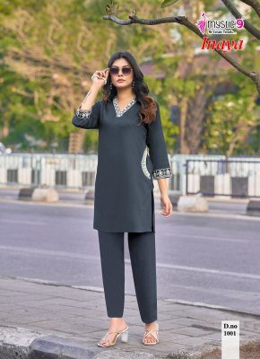 Mystic 9 Inaya Vol-1 Heavy Viscose Slub Lycra Embroidery Co-Ord Set co ord set catalogs
