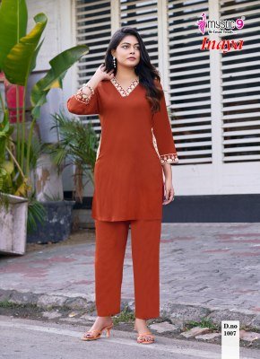 Mystic 9 Inaya Vol-1 Heavy Viscose Slub Lycra Embroidery Co-Ord Set co ord set catalogs