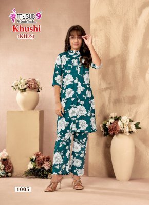 Mystic 9 Khushi  Vol 1 Kids Premium Heavy Viscose Printed Co-Ord Set Top And Straight Pant with Pockets Wholesale co ord set catalogs