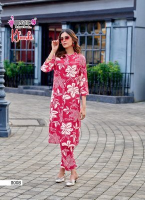 Mystic 9 Khushi Vol 5 Heavy Viscose Printed Co Ord Set with Sleeves Lock And Mandarin Collar Wholesale  kurtis catalogs