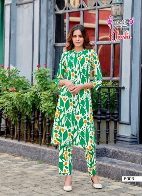 Mystic 9 Khushi Vol 5 Heavy Viscose Printed Co Ord Set with Sleeves Lock And Mandarin Collar Wholesale  kurtis catalogs