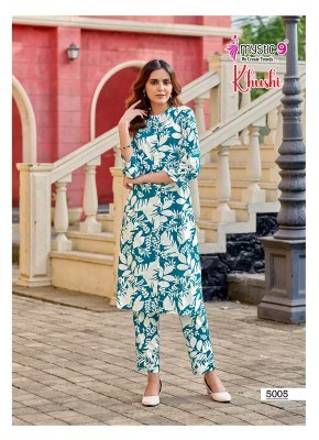 Mystic 9 Khushi Vol 5 Heavy Viscose Printed Co Ord Set with Sleeves Lock And Mandarin Collar Wholesale  kurtis catalogs