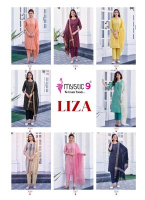 Mystic 9 Liza Vol 3 Premium Handloom Cotton Kurti Pant Dupatta Set with Sleeves Lock  Front Embroidery And Pocket kurtis catalogs