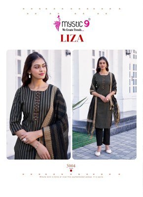 Mystic 9 Liza Vol 3 Premium Handloom Cotton Kurti Pant Dupatta Set with Sleeves Lock  Front Embroidery And Pocket kurtis catalogs