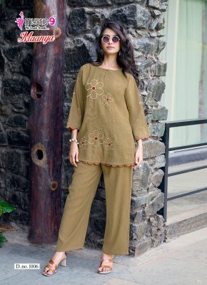 Mystic 9 Maanya Vol 1 Dyed Li-Silk Wrinkle Embroidered Co-Ord Set co ord set catalogs