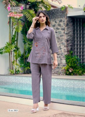 Mystic 9 Maanya Vol 1 Dyed Li-Silk Wrinkle Embroidered Co-Ord Set co ord set catalogs