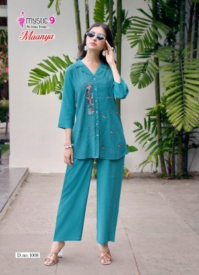 Mystic 9 Maanya Vol 1 Dyed Li-Silk Wrinkle Embroidered Co-Ord Set co ord set catalogs