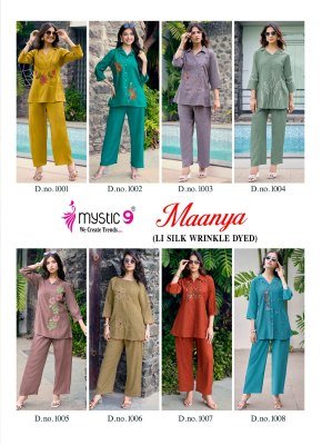 Mystic 9 Maanya Vol 1 Dyed Li-Silk Wrinkle Embroidered Co-Ord Set co ord set catalogs