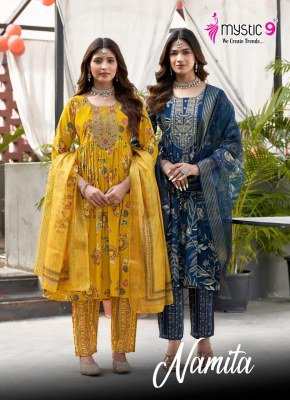 Mystic 9 Namita Vol 1 Muslin Umbrella Cut Kurti Pant with Dupatta 