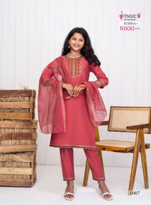Mystic 9 Nikki Kids Vol 1 Premium Dyed Vertican Straight Cut Set with Embroidered Top And Digital Chanderi Dupatta Wholesale kurtis catalogs