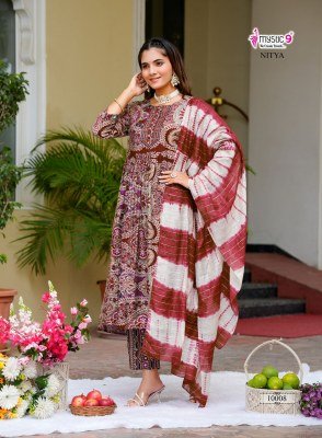 Mystic 9 Nitya Vol 1 Premium Vertical Foil Print Kurti Set with Embroidered Top Pocket Pants And Chanderi Cotton Dupatta Wholesale kurtis catalogs