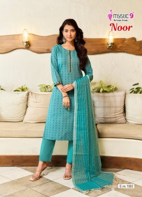 Mystic 9 Noor Vol-1 Handloom Cotton Lurex Embroidered Pant Set with Dupatta kurti pant with dupatta Catalogs