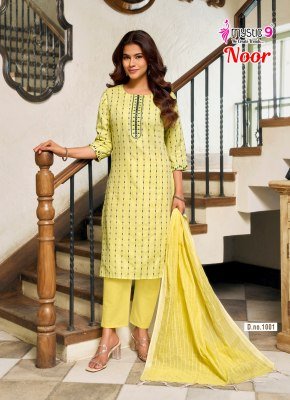 Mystic 9 Noor Vol-1 Handloom Cotton Lurex Embroidered Pant Set with Dupatta kurti pant with dupatta Catalogs