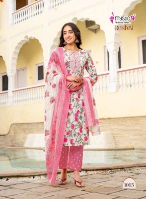 Mystic 9 Roshni Vol 1 Cambric Cotton Straight Kurti Set with Printed Dupatta (M–3XL) readymade suit catalogs
