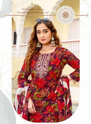 Mystic 9 Roshni Vol 1 Cambric Cotton Straight Kurti Set with Printed Dupatta (M–3XL) readymade suit catalogs