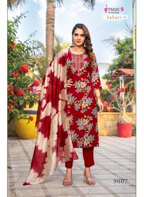 Mystic 9 Sabri Vol 9 Premium Rayon Foil Print Straight Suit Set with Embroidered Kurta Pant And Chanderi Dupatta Wholesale kurtis catalogs