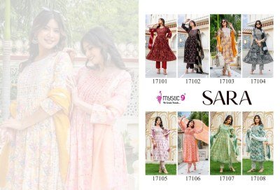 Mystic 9 Sara Vol 17 Premium Rayon Nayra Cut Foil Print Suit Set with Embroidered Top, Straight Pant And Chanderi Dupatta Wholesale kurtis catalogs