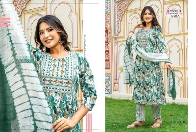 Mystic 9 Sara Vol 17 Premium Rayon Nayra Cut Foil Print Suit Set with Embroidered Top, Straight Pant And Chanderi Dupatta Wholesale kurtis catalogs