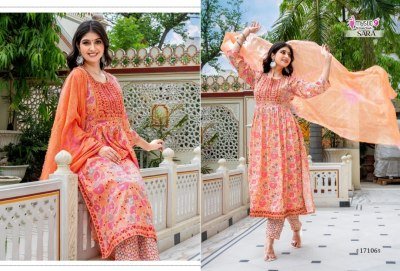 Mystic 9 Sara Vol 17 Premium Rayon Nayra Cut Foil Print Suit Set with Embroidered Top, Straight Pant And Chanderi Dupatta Wholesale kurtis catalogs