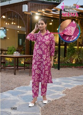 Mystic 9 Seema Vol 1 Designer Vertican Foil Print Co Ord Set with Embroidery And Bottom Exclusive Pocket Wholesale co ord set catalogs