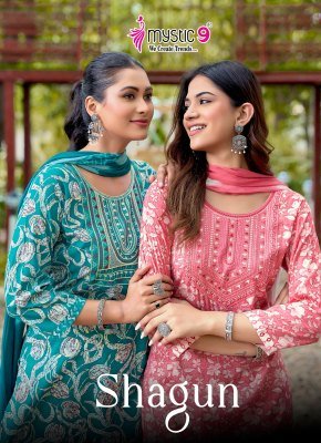 Mystic 9 Shagun Vol-30 Rayon Capsule Foil Print Straight Cut Kurti Pant Dupatta 