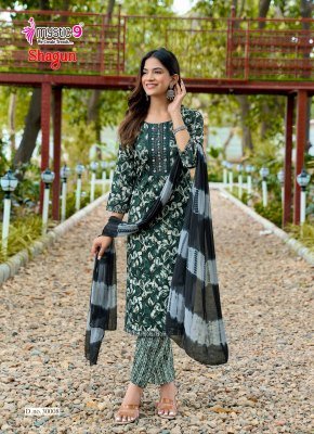 Mystic 9 Shagun Vol-30 Rayon Capsule Foil Print Straight Cut Kurti Pant Dupatta kurti pant with dupatta Catalogs