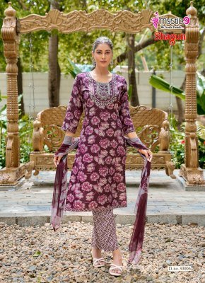 Mystic 9 Shagun Vol-30 Rayon Capsule Foil Print Straight Cut Kurti Pant Dupatta kurti pant with dupatta Catalogs