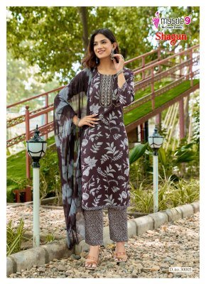 Mystic 9 Shagun Vol-30 Rayon Capsule Foil Print Straight Cut Kurti Pant Dupatta kurti pant with dupatta Catalogs