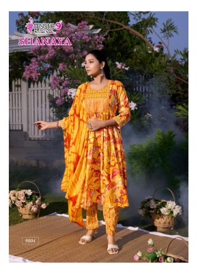 Mystic 9 Shanaya Vol 9 Premium Rayon Foil Print Umbrella Cut Suit Pant Set with Embroidery And Chanderi Dupatta Wholesale  kurtis catalogs