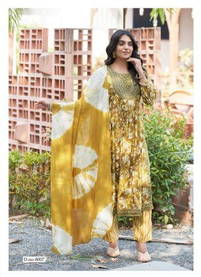 Mystic 9  Simran Vol 8 Premium Nayra Cut Rayon Suit with Exclusive Embroidery Work Pant And Chanderi Dupatta Wholesale  kurtis catalogs