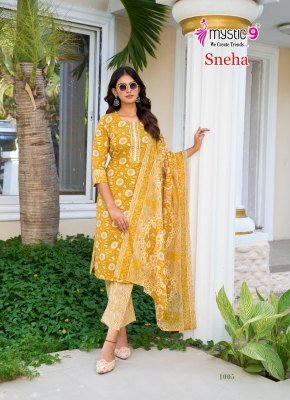 Mystic 9 Sneha Vol 1 Designer Cotton Foil Print Kurti with Pant and  Print Cotton Dupatta Wholesale kurtis catalogs