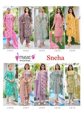 Mystic 9 Sneha Vol 1 Designer Cotton Foil Print Kurti with Pant and  Print Cotton Dupatta Wholesale kurtis catalogs