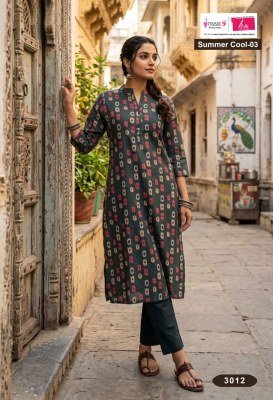 Mystic 9 Summer Cool Vol. 3 Camric Single Kurti kurtis catalogs