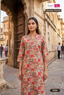 Mystic 9 Summer Cool Vol. 3 Camric Single Kurti kurtis catalogs
