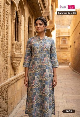 Mystic 9 Summer Cool Vol. 3 Camric Single Kurti kurtis catalogs