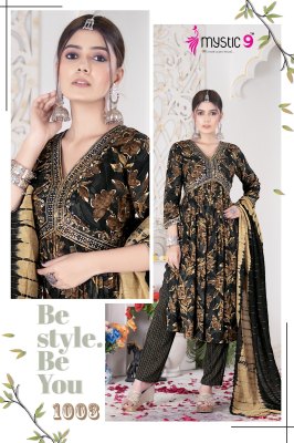 Mystic 9 by Pooja vol 2 heavy reyon foil printed readymade suit catalogue at affordable rate readymade suit catalogs