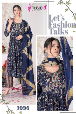 Mystic 9 by Pooja vol 2 heavy reyon foil printed readymade suit catalogue at affordable rate readymade suit catalogs