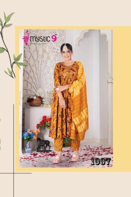 Mystic 9 by Pooja vol 2 heavy reyon foil printed readymade suit catalogue at affordable rate readymade suit catalogs