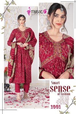 Mystic 9 by Pooja vol 2 heavy reyon foil printed readymade suit catalogue at affordable rate readymade suit catalogs