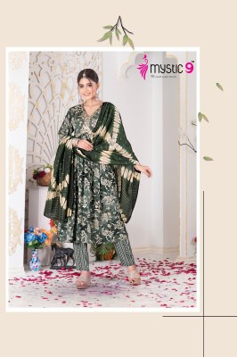 Mystic 9 by Pooja vol 2 heavy reyon foil printed readymade suit catalogue at affordable rate readymade suit catalogs