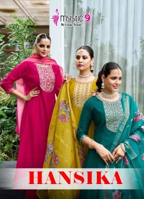 Mystic 9Hansika Vol 2  Exclusive Heavy Gadhval Embroidered Suit Bottom with Digital Chanderi Dupatta Wholesale kurtis catalogs