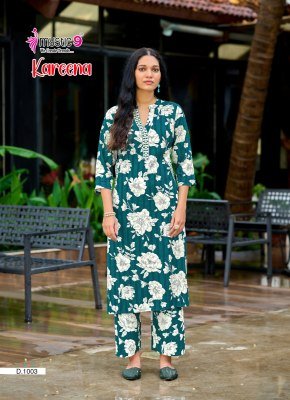 Mystic9 Kareena Vol 1 Rayon Katha Print Coord Set Premium Embroidered Kurti with Plazzo Pants Wholesale kurtis catalogs