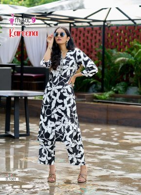 Mystic9 Kareena Vol 1 Rayon Katha Print Coord Set Premium Embroidered Kurti with Plazzo Pants Wholesale kurtis catalogs