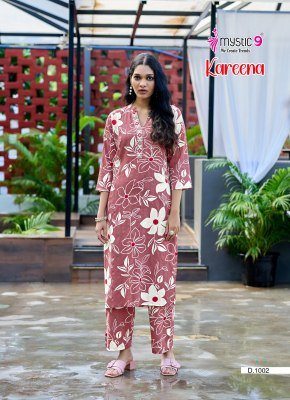 Mystic9 Kareena Vol 1 Rayon Katha Print Coord Set Premium Embroidered Kurti with Plazzo Pants Wholesale kurtis catalogs