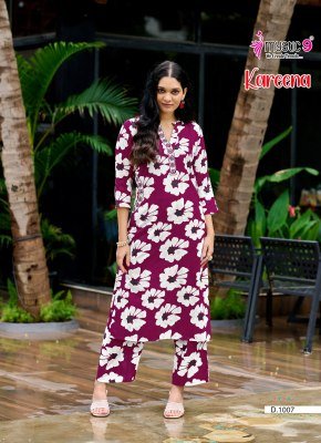Mystic9 Kareena Vol 1 Rayon Katha Print Coord Set Premium Embroidered Kurti with Plazzo Pants Wholesale kurtis catalogs
